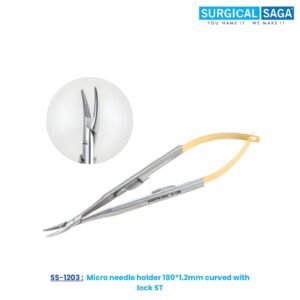 Micro needle holder 180*1.2mm curved with lock ST