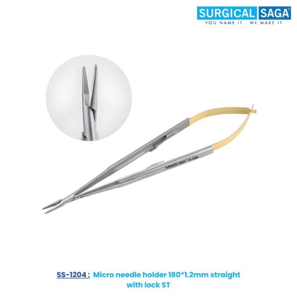 Micro needle holder 180*1.2mm straight with lock ST