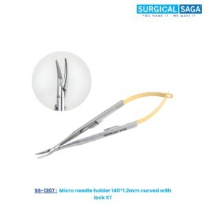 Micro needle holder 140*1.2mm curved with lock ST