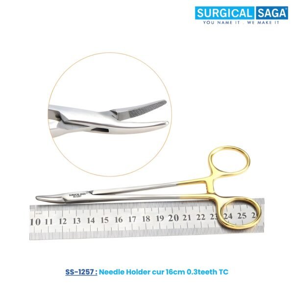 Needle Holder cur 16cm 0.3teeth TC